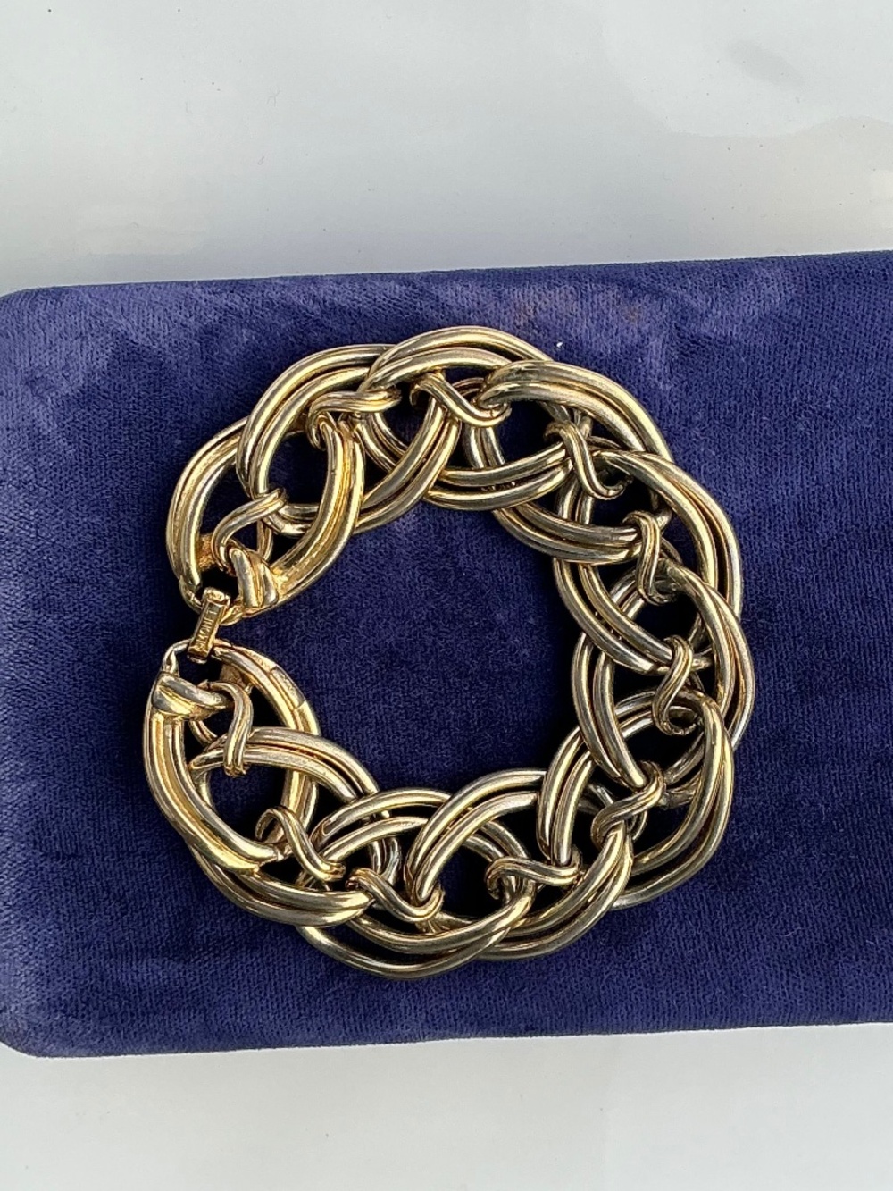 Vintage Monet Chunky Double Link Chain Gold Tone Statement Bracelet Signed